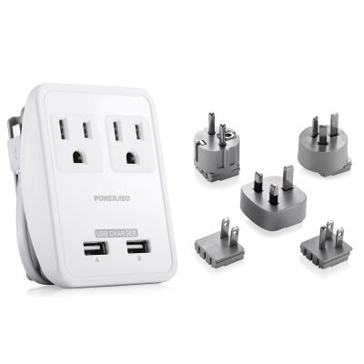 China UL Listed  international electric wall socket Electrical Power Strip with 2 USB port travel adapter for sale