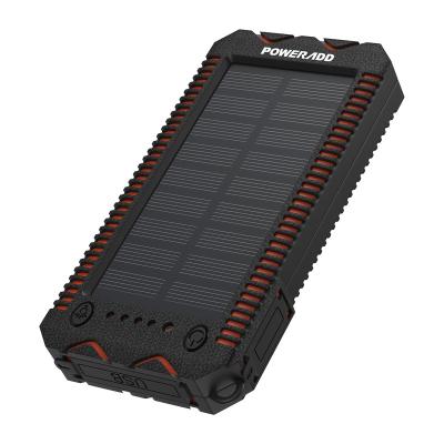 China 12000MAh Portable Solar Panel Power Bank Waterproof Dustproof Poweradd Solar Charger for sale