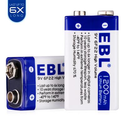 China Lithium Ion 9v Dry Rechargeable Cell Batteries 1200mah Long Life High Performance for sale