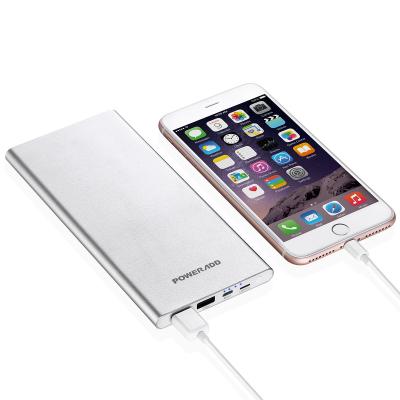 China Safe Universal Power Bank 10000mah Dual Output Sliver External Battery for sale