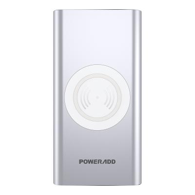 China POWERADD Wireless Charger Power Bank, 10000mAh Aluminum Qi Wireless Charger with Type C Input & Output for sale