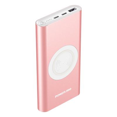 China Newest Qi Wireless Portable Charger with Type C Input and Output Wireless Charger Power Bank for sale