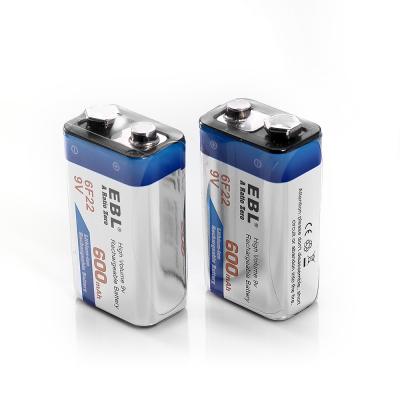 China 600 Mah 9v Lithium Ion Rechargeable Cell Batteries Deep Cycle For Smoke Detectors for sale