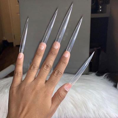 China ABS 600pcs/bag Design Sharp 2 in 1 Coffin Easy Ballerina Nails New French Style Long Fake Nail Stiletto Tips for sale