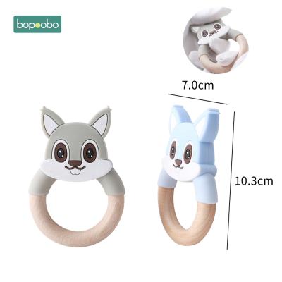 China Fox animal Ring Wood Teether For Baby made of non-toxic organic new design wood for sale