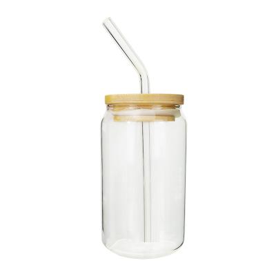 China Wholesale Reusable Eco-friendly 12oz Heat Resistant 16oz 500ml Tall Cola Beer Borosilicate Glass Box Drinking Mug With Lid And Straw for sale