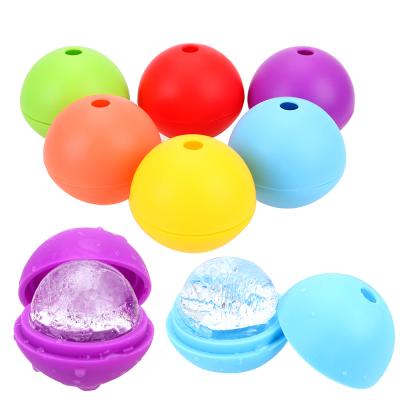 China 2.5 Inch 60mm Single Viable Mini Sphere Silicone Ice Cube Tray Single Viable Ice Ball Mold 2 Set for sale