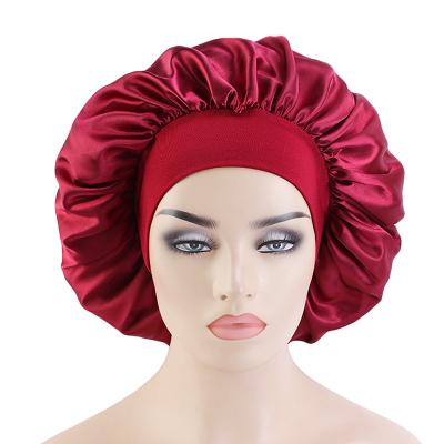 China New Arrival Solid Color Satin Image Hood Wide Band Sleep Wide Cap Adjustable Waist Hat For Women for sale