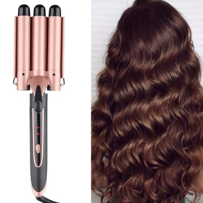 China Automatic Rotating Hair Curling Iron Home Use Three Barrel Wave Ceramic Ionic Big Curler Automatic Curling Iron With Triple Barrel Hair Diffuse Hair Curler for sale