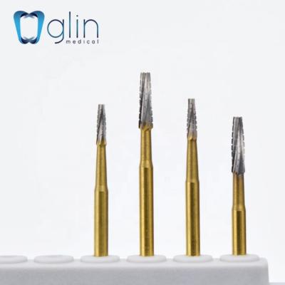 China High Speed ​​Dental Carbide Desktop Handpiece Carbide Surgical Desktop 28mm Golden Carbide Bur for sale