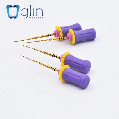 China For the hand & Engine use. Dental Super Niti 25mm Assorted Endo Files Root Canal Golden Rotary Files for sale