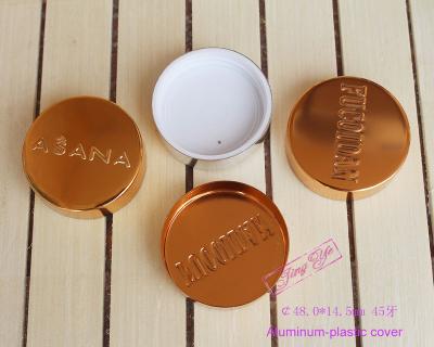 China Non Spill 55mm Frosted Gold Aluminum Lid Caps For Korean Cosmetic for sale