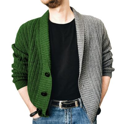 China New Autumn Winter Anti-wrinkle V-Neck Men's Street Sweater Straight Cardigan Style Casual Men's Sweater Color Matching Jacket for sale