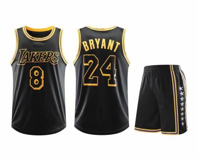 China High Quality Antibacterial Wholesale Black Team Round Neck People Lake Star Uniform Suit Lakers Basketball Shorts Tank Tops for sale