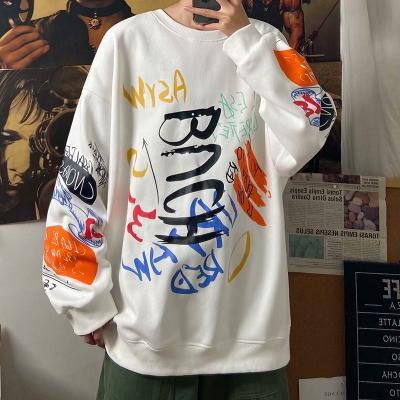 China Autumn Personality Graffiti Cotton Couples Pullover CIA Wind Hoodies Men Oversize Wholesale Anti-shrink Jacket Loose Sweater for sale