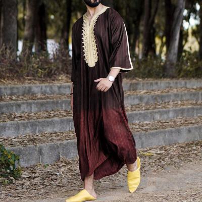 China Wholesale M-4XL Islamic Men's Muslim Abaya Long Dress M-4XL Costume Long Sleeve Long Dress National Blue Plain Fashion Jacket for sale