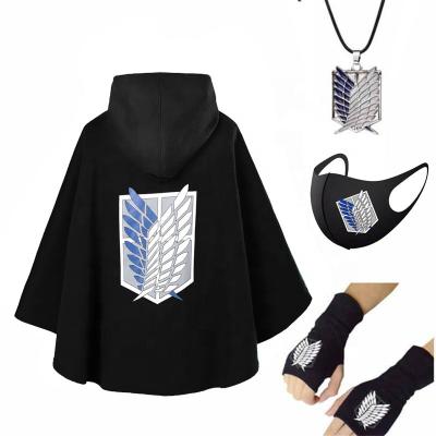 China Cosplay Hoodie Wholesal Japanese Anime Shingeki Hoodie No Kyojin Overwatch Legion Cosplay Costume Black Cape Men's Clothing Attack on Titan Cloak for sale