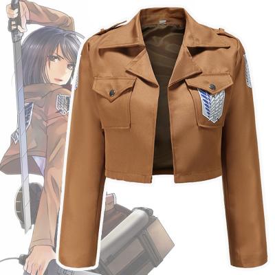 China Kyojin Cosplay Costume Women Man Adult Polyester Hot Japanese Anime Shingeki Jacket Do Not Attack On Titan Brown Coat for sale