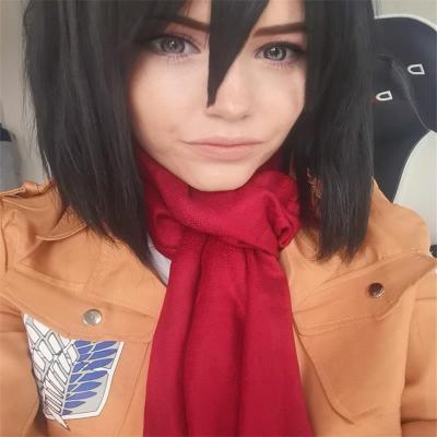 China Japanese Polyester Attack on Titan Scarf Cosplay Ackerman Shingeki Costume No Red Kyojin Scarves Halloween Costume New for sale