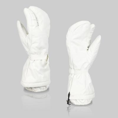 China Waterproof White Women Ski Gloves - Classic 3-Finger Snow Winter Glove for Skiing and Mountaineering for sale