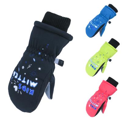 China Kids Waterproof Breathable Mittens Waterproof Baby Winter Snow Mittens Outdoor Black Blue Pink Girls Kids Snowboard Skiing Warm Windproof Gloves for sale