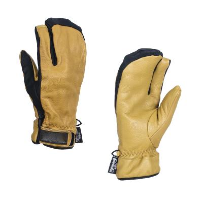 China Breathable Sports Gloves 3 Finger Men Women Leather Gloves Yellow Mittens With 3M Thinsulate Inner for sale