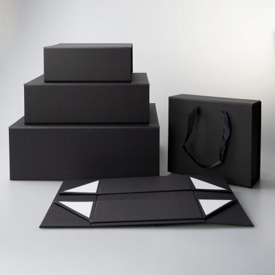 China Wholesale Reused Luxury Magnetic Gift Box Foldable Black Magnetic Gift Box Custom Logo Folding Paper Flat Packing Materials Large for sale