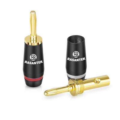 China Brass Shell Beryllium Copper Body Lock Screw Quick Connect Speaker Frosted Black Banana Plug for sale