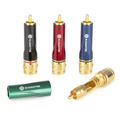 China Brass Gold Plated RCA Male Plug RCA Adapters Connectors RCA Video-Audio Male and Female Connector for sale