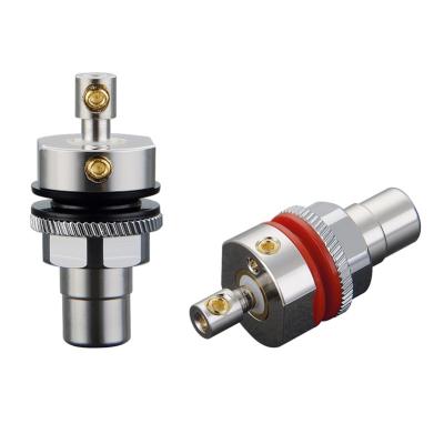 China audio & Video Binding High Fidelity Pure Copper Post Plating Rhodium End Female RCA Plug Connectors for sale