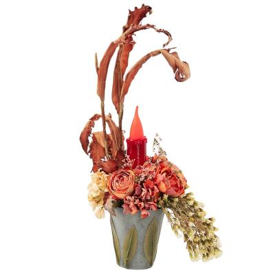 China Modern With Decorative Craft Shop LED Candle Flowers Flores Artificial Flowers In Pot For Decoration for sale