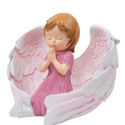 China Europe Polyresin Decorative Resin Praying Fairy Cute Baby Angel Statue For Resin Wedding Souvenirs for sale