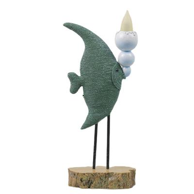 China Europe With Flame Light Polyresin Statue DA Interno Modern Led Green Fish Figurine For Home Decoration Ornaments for sale