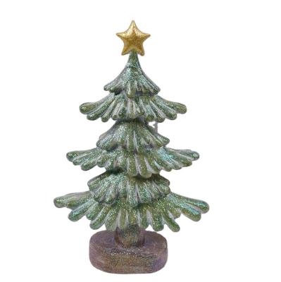 China 2021 Resin Modern Artificial Simulation Cedar Christmas Tree Wooden Mini Small Tree Ornament for sale