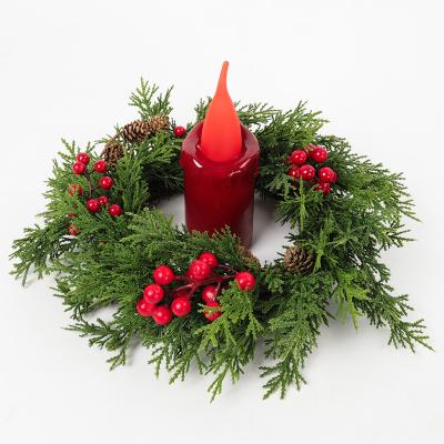 China Indoor Decoration Artificial Pine Cones Christmas Plant Garland Led Candle Centerpiece For Decoration Home Accessories for sale