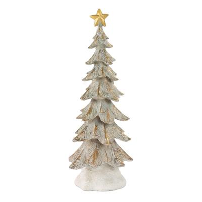 China 2022 Europe Resin Christmas Trees 39cm Artificial Simulation Mini Small LED Wooden Christmas Tree for sale