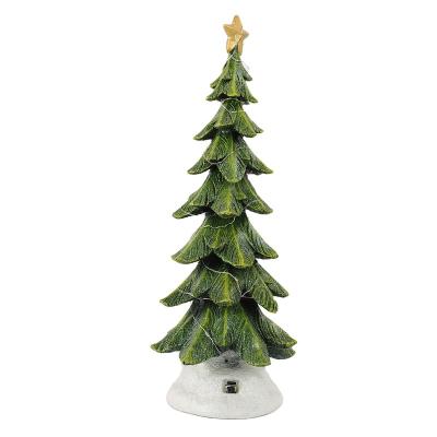 China Europe With Led Lights Colorful Polyresin Material Green Mini Christmas Tree Wholesale for sale