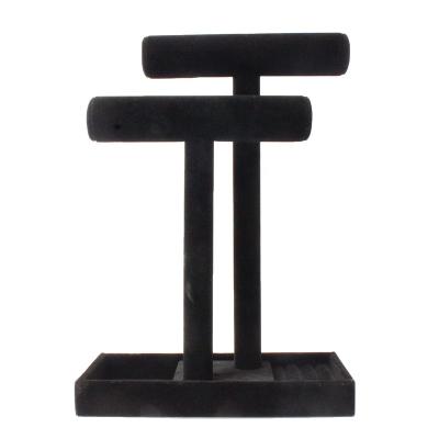 China 67714 Factory Directly Sell Black Velvet 9.76x4x13.7inch 24.8X10.4X35 cm (2 Tiers Bracelet Display Stand) for sale