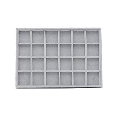 China Customized Velvet 67040 24 Grid Stone Gray Jewelry Organizer Display Trays For Earrings Rings Bracelet Necklace for sale