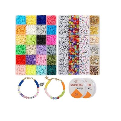 China Crystal 4800 6mm Clay Beads 24 Colors Flat Round Polymer Clay Lett Beads Spacer Beads With Letters Charms for sale