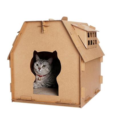 China Wholesale Viable Pet Toys Playhouse Wrinkled Paper Cardboard Cat House Scratching Post Cat Toy Scratcher Box for sale