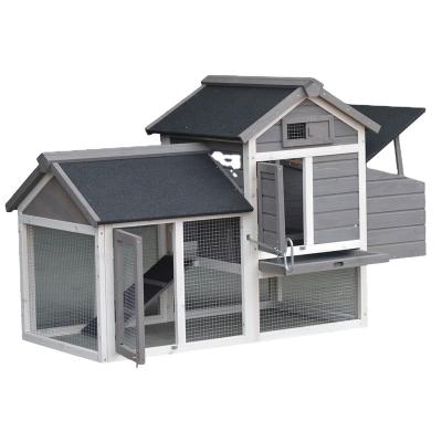 China Two Layers Viable Gray Color Wooden Chicken Cage Chicken Hen House For Garden Use for sale