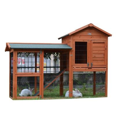 China Sustainable 2 Tier Classic Wooden Hutch With Asphalt Felt Roof for sale