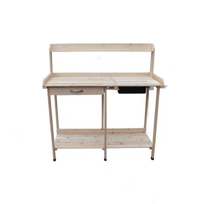 China Outdoor Fir Wood Garden Workstation Wooden Table With Sink for sale