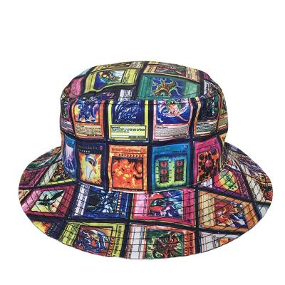 China Character Custom 100% Polyester Nylon Sublimation Print Pattern Full Bucket Hat for sale