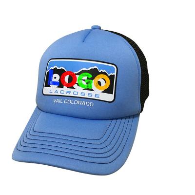 China Custom Character 5 Panel Polyester Foam Mesh Hat Trucker Hat for sale