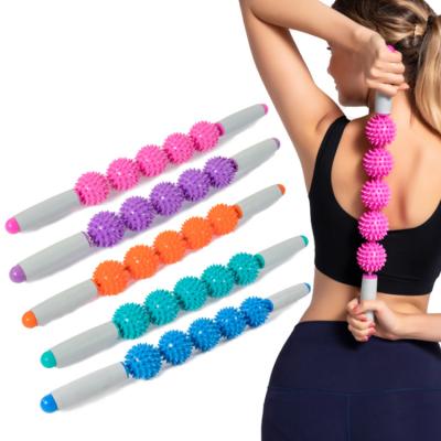 China 2021 Peak Body Fashionable Handheld Plastic Exercise Workout Yoga Technology Style Roller Body Muscle Back Stick for sale