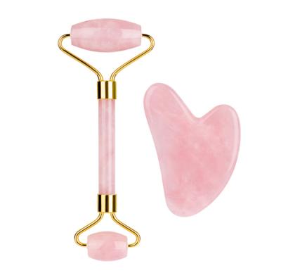 China Wholesale Low Factory Price 100% Private Label Natural Facial Massage Tool Rose Quartz Jade Roller For Face Face for sale