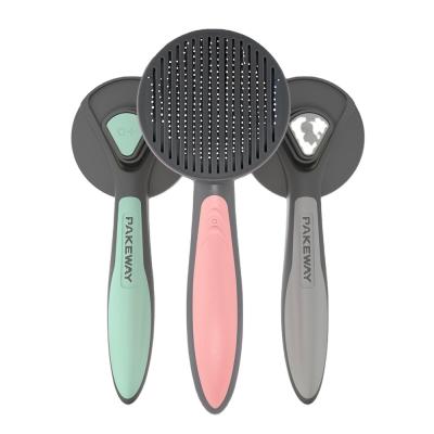 China Sustainable Cat Slicker Brush Remove Dog Bristle Pet Comb Self Cleaning Dog Pet Grooming Brush Automatically for sale