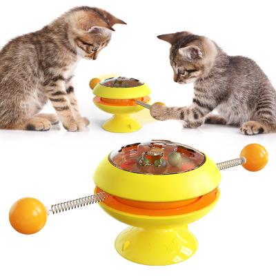 China Viable Cat Toy Turntable Teasing Interactive Windmill Cat Toys for Indoor Cats with Suction Cup Scratching Tickling for sale